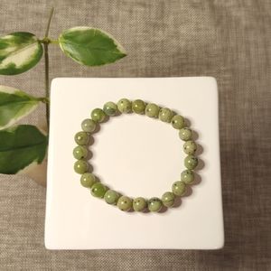 Green Jasper 8mm Beaded Stretchy Bracelet - New